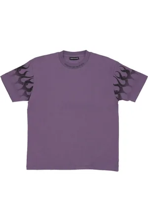 Vision Of Super Koszulki, Mężczyzna, Fioletowy, L, Flames Tee Fioletowy/czarny