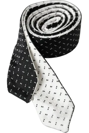 Dolce & Gabbana Akcesoria, Mężczyzna, Biały, ONE SIZE, Czarno-Biała Wzorzysta Regulowana Krawat