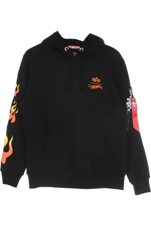 Alpha Industries Bluzy, Mężczyzna, Czarny, L, Flame Hoody Hot Wheels Męska Bluza