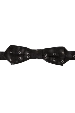 Dolce & Gabbana Akcesoria, Mężczyzna, Czarny, ONE SIZE, Mucha z Jedwabiu w Kropki