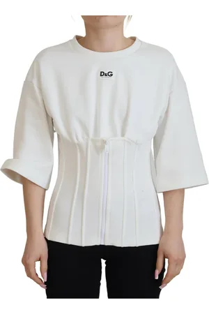 Dolce & Gabbana Koszulki, Kobieta, Biały, XS, Bawełna, Elegancka Bluzka Korsetowa