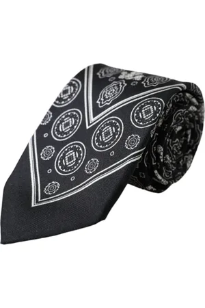 Dolce & Gabbana Akcesoria, Mężczyzna, Czarny, ONE SIZE, Czarna jedwabna krawat z wzorem i logo