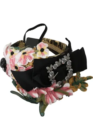 Dolce & Gabbana Akcesoria, Kobieta, Wielobarwność, ONE SIZE, Nylon, Kryształowy Opaska Kwiatowa