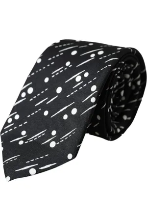 Dolce & Gabbana Akcesoria, Mężczyzna, Czarny, ONE SIZE, Czarna jedwabna krawatka w kropki