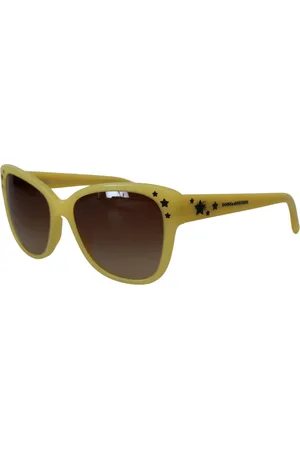 Dolce & Gabbana Akcesoria, Kobieta, Żółty, ONE SIZE, Eleganckie żółte okulary przeciwsłoneczne z octanu z gradientowymi soczewkami