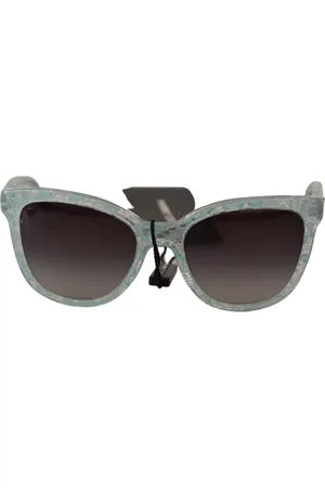 Dolce & Gabbana Akcesoria, Kobieta, Niebieski, ONE SIZE, Niebieskie Koronkowe Kryształowe Okulary Przeciwsłoneczne