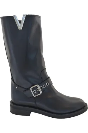 Via Roma Buty, Kobieta, Czarny, 38 EU, Czarne wysokie buty z srebrnym V