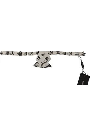 Dolce & Gabbana Akcesoria, Mężczyzna, Biały, ONE SIZE, Koronkowy Motyw Jedwabny Muszka