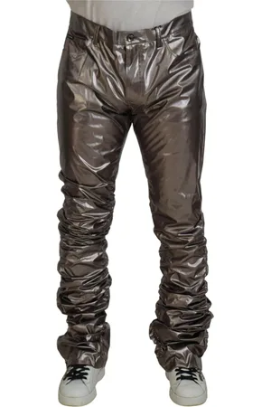 Dolce & Gabbana Spodnie, Mężczyzna, Szary, S, Nylon, Metallic Silver Casual Pants