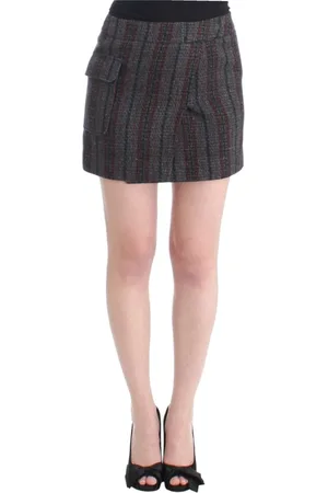 Costume National Spódnice, Kobieta, Wielobarwność, S, Elegancka Mini Spódnica z Szarej Mieszanki Wełny