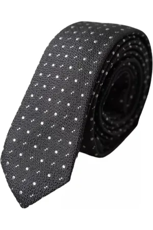 Dolce & Gabbana Akcesoria, Mężczyzna, Czarny, ONE SIZE, Krawat w kropki z jedwabiu dla mężczyzn