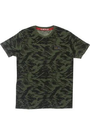 Alpha Industries Koszulki, Mężczyzna, Zielony, L, Camo Brushstroke Zielona Taktyczna Koszulka