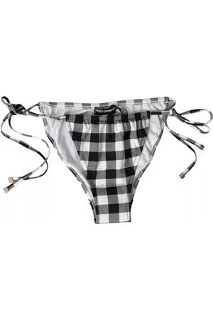 Dolce & Gabbana Stroje kąpielowe, Kobieta, Biały, S, Nylon, Kraciasty D Bikini Dolna Cz Bielizna Kpielowa