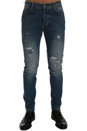 FRANKIE MORELLO Jeansy, Mężczyzna, Niebieski, W36, Bawełna, Woskie dinsy Slim Fit w kolorze niebieskim