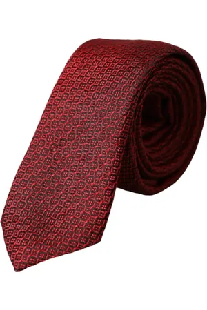 Dolce & Gabbana Akcesoria, Mężczyzna, Czerwony, ONE SIZE, Czerwony wzorzysty jedwabny krawat męski