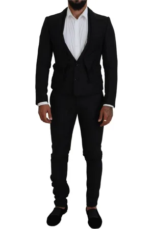 Dolce & Gabbana Garnitury, Mężczyzna, Czarny, S, Wełna, Elegancki czarny garnitur Martini