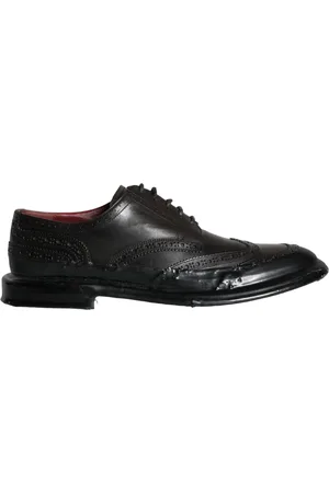 Dolce & Gabbana Buty, Mężczyzna, Czarny, 42 EU, Czarne Skrzane Oxford Wingtip Buty Formalne