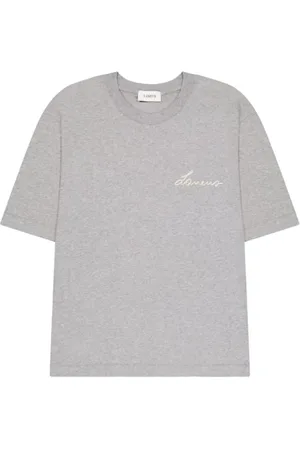 LANEUS Koszulki, Mężczyzna, Szary, L, Casual T-shirt z odważnym sloganiem