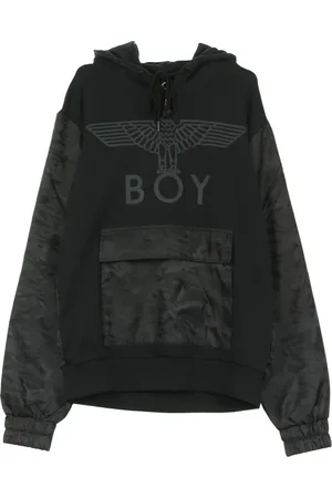 Boy London Bluzy, Mężczyzna, Czarny, L, Czarna Bluza z Kapturem w Camo dla Mężczyzn