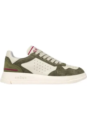 Ghoud Buty, Kobieta, Zielony, 36 EU, Zamsz, Sneakersy w Kremie, Zielonym i Różowym Stylu Tenisowym