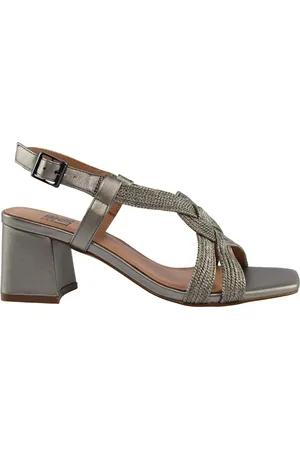Bibi Lou Buty, Kobieta, Szary, 39 EU, Skóra, Eleganckie skórzane sandały