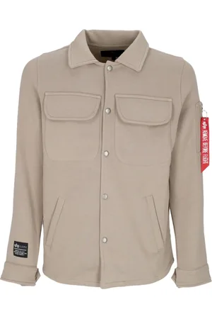 Alpha Industries Kurtki, Mężczyzna, Beżowy, L, Vintage Sand Pikowany Męski Overshirt