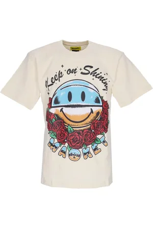 MARKET Koszulki, Mężczyzna, Beżowy, L, Bawełna, Smiley Keep On Shining Tee