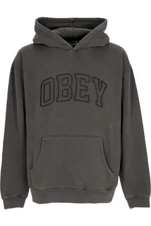 Obey Bluzy, Mężczyzna, Szary, L, Lekka bluza z kapturem Pigment Pirate Black