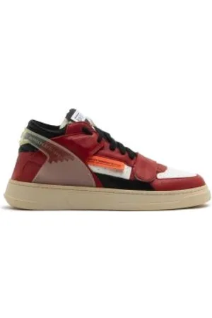 RUN OF Buty, Mężczyzna, Czerwony, 44 EU, Bawełna, Vintage Skórzane Sneakersy
