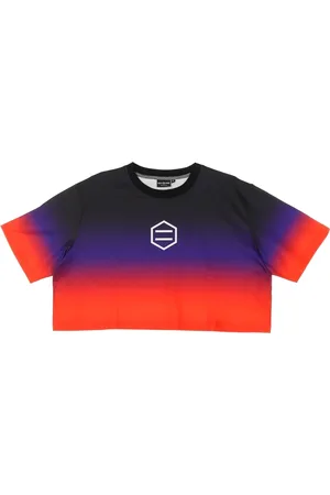 DOLLY NOIRE Koszulki, Kobieta, Wielobarwność, S, Gradient Crop Top Krótki Rękaw T-shirt