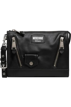 Moschino Torebki, Mężczyzna, Czarny, ONE SIZE, Stylowy Biker Pouch z Zapięciem na Zamek