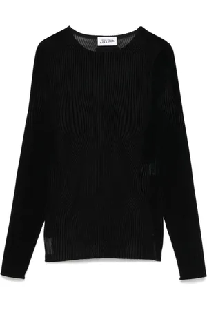 Jean Paul Gaultier Koszulki, Kobieta, Czarny, S, Czarny Top z Flocked Pinstripe