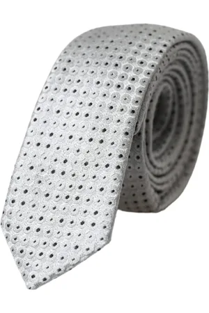Dolce & Gabbana Akcesoria, Mężczyzna, Szary, ONE SIZE, Krawat Jedwabny W Kropki Szary