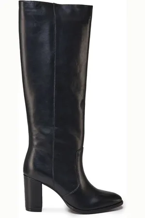 carmens Buty, Kobieta, Czarny, 38 EU, Czarne Skórzane Buty Z Zamkiem Kwadratowy Obcas