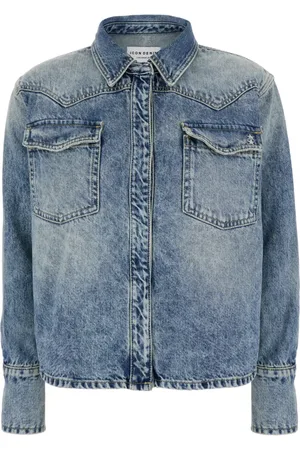 Icon Denim Bluzki, Kobieta, Niebieski, S, Denim, Niebieska Koszula Dżinsowa Regular Fit