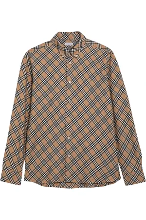 Burberry Koszule, Mężczyzna, brązowy, S, Bawełna, Koszula z długim rękawem