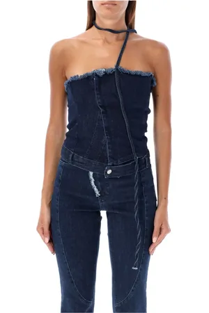 OTTOLINGER Koszulki, Kobieta, Niebieski, M, Denim, Denim Tube Top Niebieski Raw Aw 24