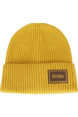 Drôle de Monsieur Akcesoria, Mężczyzna, Żółty, ONE SIZE, Wełna, Wełniana Czapka Beanie