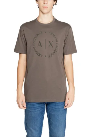 Armani Exchange Koszulki, Mężczyzna, brązowy, S, Brązowy Gładki T-shirt z Okrągłym Dekoltem