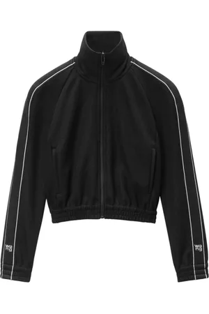 Alexander Wang Bluzy, Kobieta, Czarny, S, Czarna Kurtka z Logo-Tape