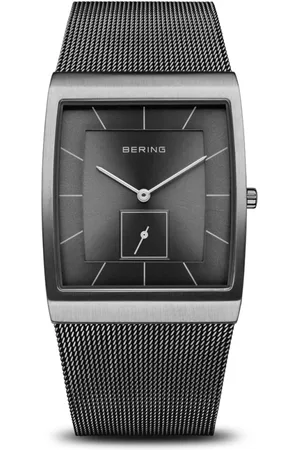 Bering Akcesoria, Mężczyzna, Szary, ONE SIZE, Męski Zegarek Bransoleta Milanezowa Ze Stali Nierdzewnej Szkło Szafirowe 41mm Szary 16033-377