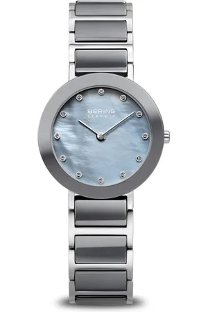 Bering Akcesoria, Kobieta, Szary, ONE SIZE, Damski zegarek ceramiczny 29 mm Bransoleta ze stali nierdzewnej z elementami ceramicznymi srebrny 11429-789