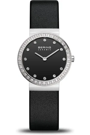 Bering Akcesoria, Kobieta, Czarny, ONE SIZE, Zegarek Damski Ceramiczny 29 mm Pasek Skórzany Ceramiczny 10729-443