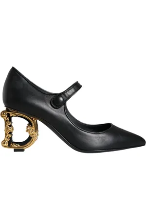Dolce & Gabbana Buty, Kobieta, Czarny, 36 EU, Czarne skórzane czółenka Mary Jane