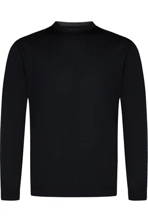 LOW BRAND Swetry, Mężczyzna, Czarny, 2XL, Czarny Sweter z Wełny Merynosa