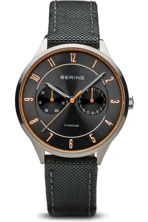Bering Akcesoria, Mężczyzna, Czarny, ONE SIZE, Nylon, Męski Zegarek Tytanowy 39 mm Pasek Nylon 11539-879