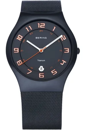 Bering Akcesoria, Mężczyzna, Niebieski, ONE SIZE, Męski Zegarek Classic 37 mm Bransoleta Milaneza Niebieski 11937-393