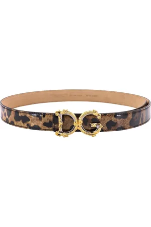 Dolce & Gabbana Akcesoria, Kobieta, brązowy, 90 CM, Brązowy Skórzany Pasek Animalier