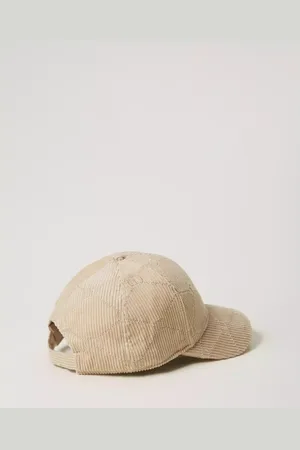 Twin-Set Akcesoria, unisex, Beżowy, ONE SIZE, Bawełna, Kapelusz Baseballowy z aksamitu z haftem Oval T