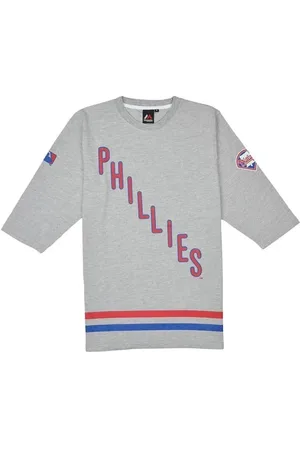 Majestic Koszulki, Mężczyzna, Szary, L, Philadelphia Phillies Koszulka z 3/4 Rękawem
